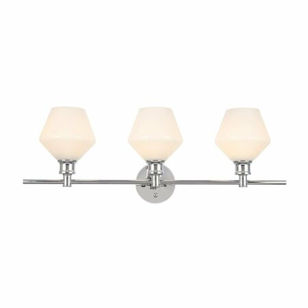 CLING Gene 3 Light Chrome & Frosted White Glass Wall Sconce CL2955582